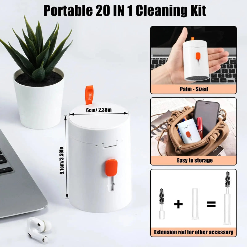 20 in 1 Computer Keyboard Cleaner Kit Tablet Camera Phone Screen Clean Tools Keycap Puller Earphone Clean Brush with Storage Box