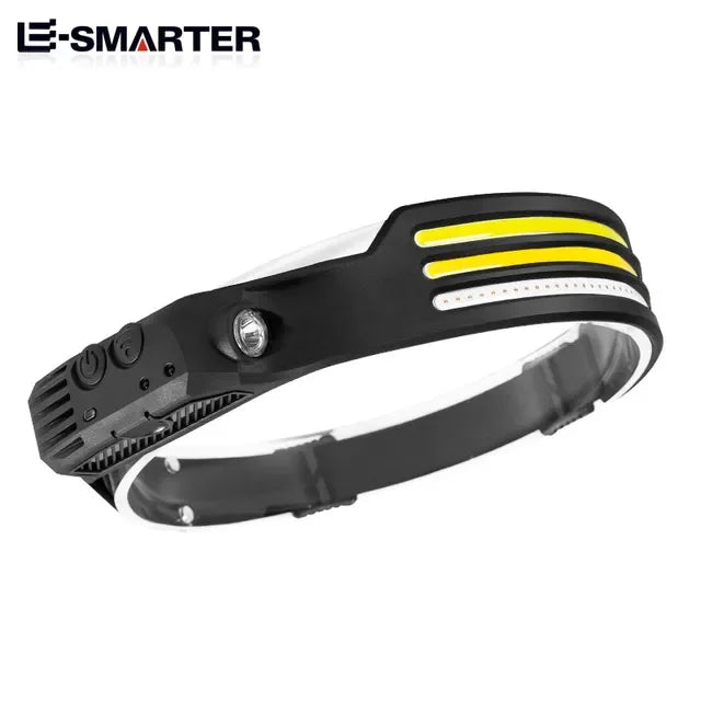 USB Rechargeable Head Torch Induction Headlamp COB LED Sensor Head Lamp Built-in Battery Flashlight 5 Lighting Modes Headlight