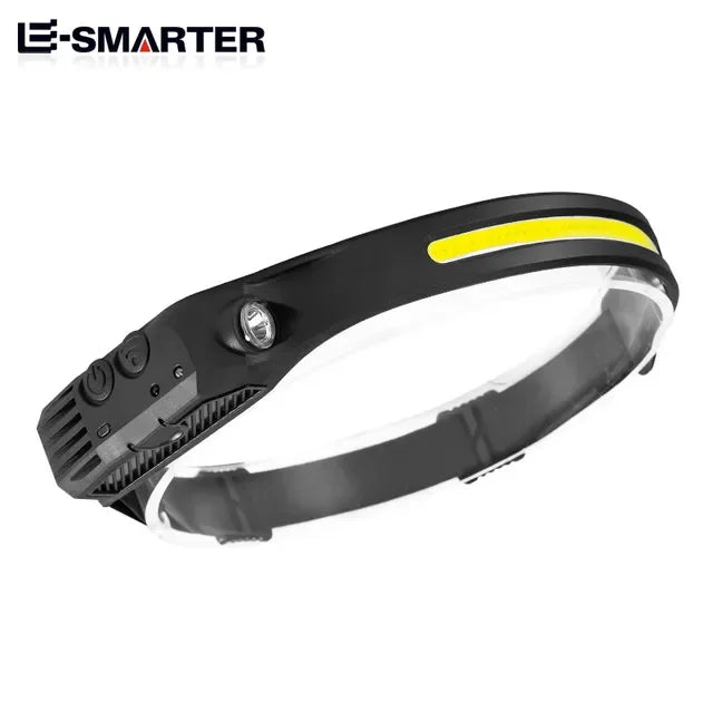 USB Rechargeable Head Torch Induction Headlamp COB LED Sensor Head Lamp Built-in Battery Flashlight 5 Lighting Modes Headlight