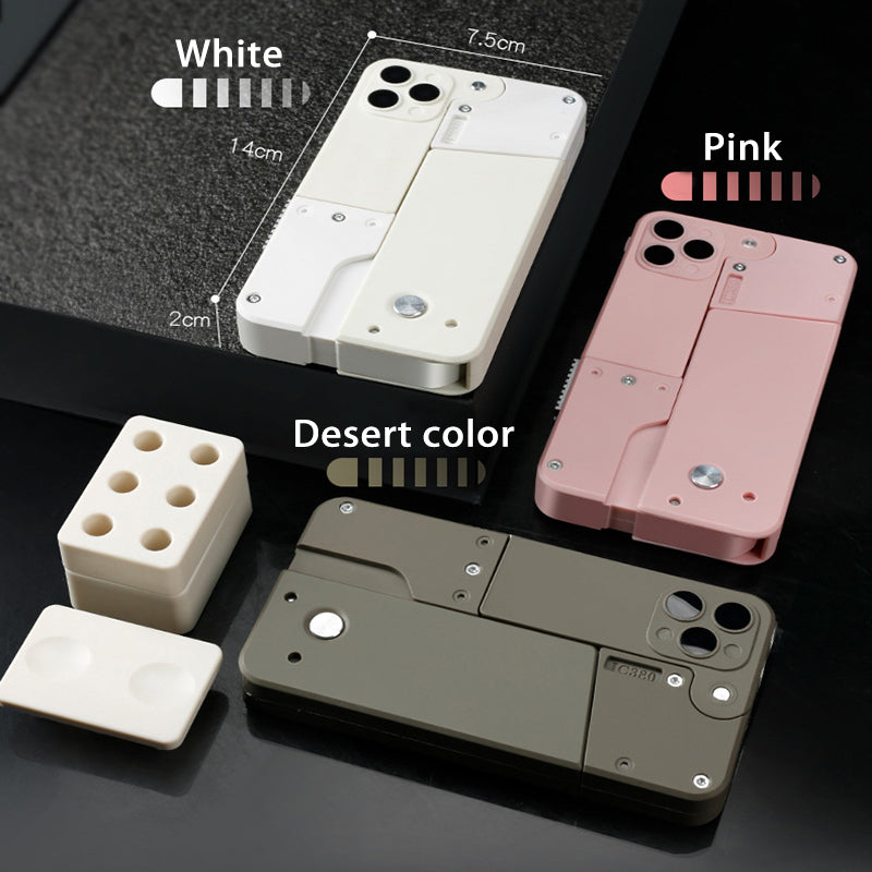 🔫 Juguete de Funda de iPhone con Lanza-Dardos de Goma Incorporado